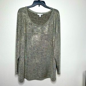 🇺🇸 Westport 1962 Black and Gold Shimmer Long Sleeve Blouse, Size 3X

Box - A